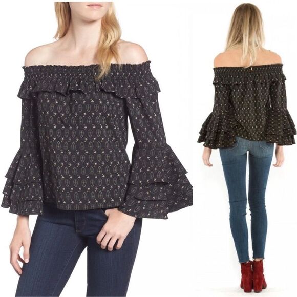 Misa Los Angeles Saskiya Off the Shoulder Blouse - Picture 1 of 7